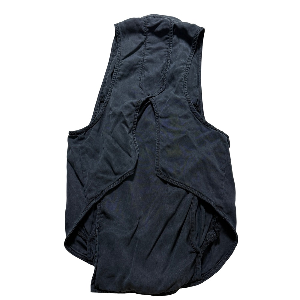 Free People Open Back Moto Vest Women XS Navy Blue Asymmetric Zip Pockets - Picture 7 of 8